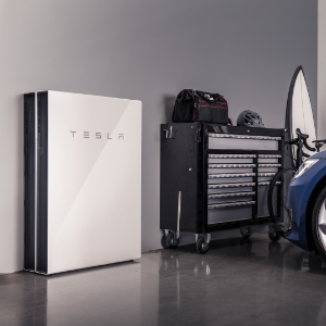 image of tesla powerwall installed in garage